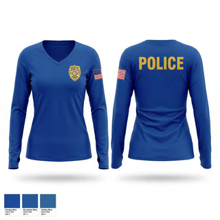 Womens Long Sleeve Vneck Shirt, Marine Patrol Unit, Police, Teamtime, Team time, sublimation, custom sports apparel, team uniforms, spirit wear, spiritwear, sports uniforms, custom shirts, team store, custom team store, fundraiser sports, apparel fundraiser