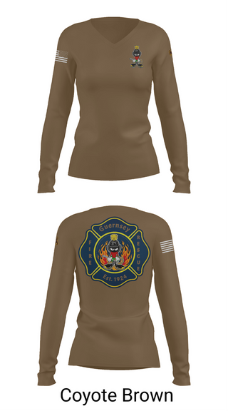 Womens Long Sleeve Vneck Shirt, Guernsey Fire & Rescue, , Teamtime, Team time, sublimation, custom sports apparel, team uniforms, spirit wear, spiritwear, sports uniforms, custom shirts, team store, custom team store, fundraiser sports, apparel fundraiser