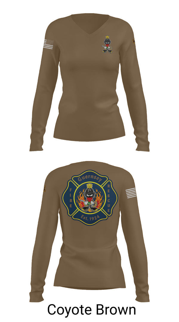 Womens Long Sleeve Vneck Shirt, Guernsey Fire & Rescue, , Teamtime, Team time, sublimation, custom sports apparel, team uniforms, spirit wear, spiritwear, sports uniforms, custom shirts, team store, custom team store, fundraiser sports, apparel fundraiser