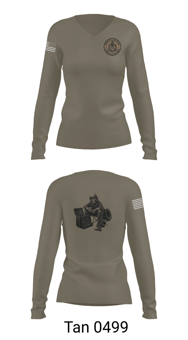 Womens Long Sleeve Vneck Shirt, 91B ALC, Army, Teamtime, Team time, sublimation, custom sports apparel, team uniforms, spirit wear, spiritwear, sports uniforms, custom shirts, team store, custom team store, fundraiser sports, apparel fundraiser