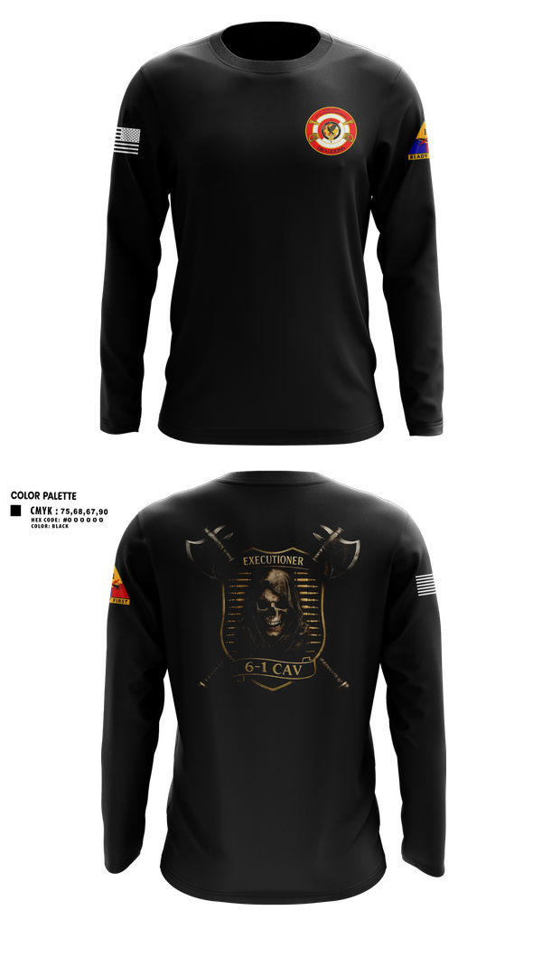 Long Sleeve Performance Shirt, E Trp, 6-1 CAV, Army, Teamtime, Team time, sublimation, custom sports apparel, team uniforms, spirit wear, spiritwear, sports uniforms, custom shirts, team store, custom team store, fundraiser sports, apparel fundraiser