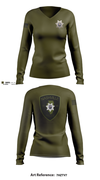 Womens Long Sleeve Vneck Shirt, Nashville Police Department, IL, Police, Teamtime, Team time, sublimation, custom sports apparel, team uniforms, spirit wear, spiritwear, sports uniforms, custom shirts, team store, custom team store, fundraiser sports, apparel fundraiser
