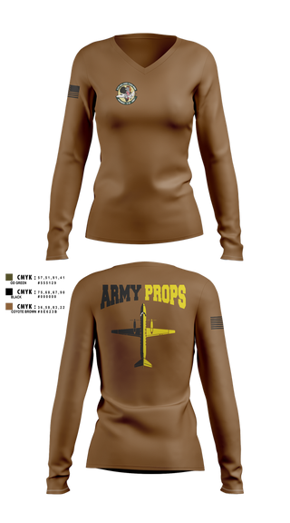 Womens Long Sleeve Vneck Shirt, DET 2 CO A 2-245th AVN, , Teamtime, Team time, sublimation, custom sports apparel, team uniforms, spirit wear, spiritwear, sports uniforms, custom shirts, team store, custom team store, fundraiser sports, apparel fundraiser