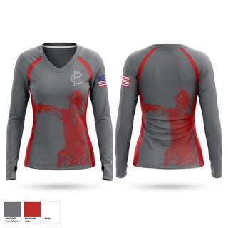 Womens Long Sleeve Vneck Shirt, Pell City Fire, Fire Department, Teamtime, Team time, sublimation, custom sports apparel, team uniforms, spirit wear, spiritwear, sports uniforms, custom shirts, team store, custom team store, fundraiser sports, apparel fundraiser