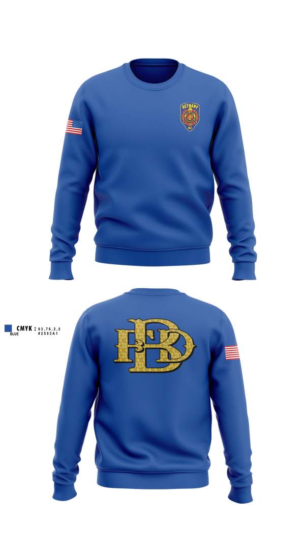 Crew Neck Sweatshirt, Bethany Fire Department, Fire Department, Teamtime, Team time, sublimation, custom sports apparel, team uniforms, spirit wear, spiritwear, sports uniforms, custom shirts, team store, custom team store, fundraiser sports, apparel fundraiser