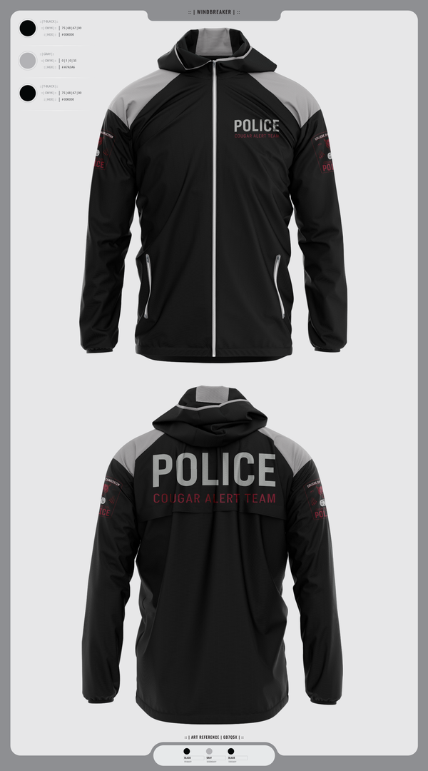 Windbreaker, Cougar Alert Team 1, Police, Teamtime, Team time, sublimation, custom sports apparel, team uniforms, spirit wear, spiritwear, sports uniforms, custom shirts, team store, custom team store, fundraiser sports, apparel fundraiser
