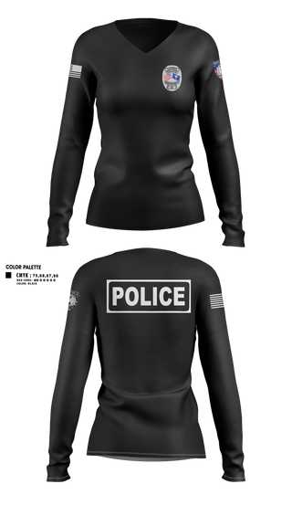 Womens Long Sleeve Vneck Shirt, Laurens Police, Police, Teamtime, Team time, sublimation, custom sports apparel, team uniforms, spirit wear, spiritwear, sports uniforms, custom shirts, team store, custom team store, fundraiser sports, apparel fundraiser