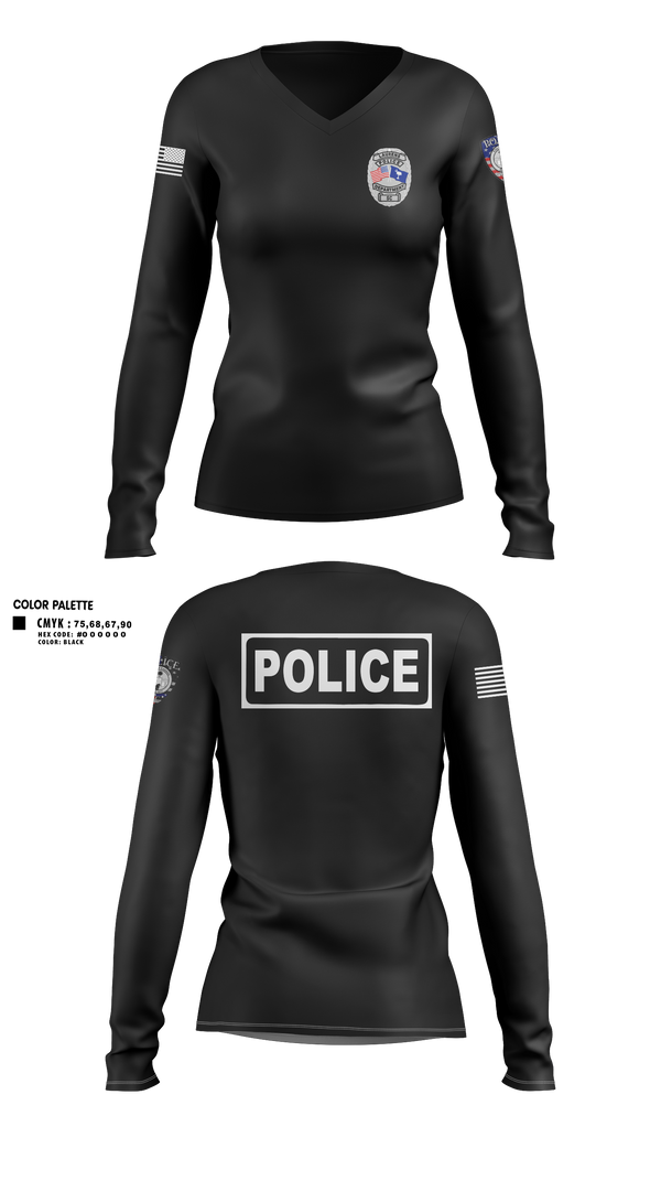 Womens Long Sleeve Vneck Shirt, Laurens Police, Police, Teamtime, Team time, sublimation, custom sports apparel, team uniforms, spirit wear, spiritwear, sports uniforms, custom shirts, team store, custom team store, fundraiser sports, apparel fundraiser