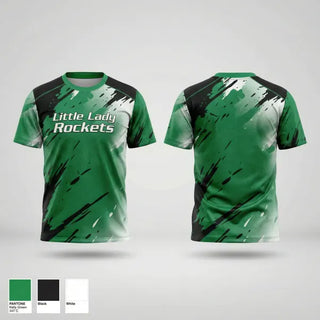Soft Poly Tee Cotton Like Feel, Little Lady Rockets, Softball, Teamtime, Team time, sublimation, custom sports apparel, team uniforms, spirit wear, spiritwear, sports uniforms, custom shirts, team store, custom team store, fundraiser sports, apparel fundraiser