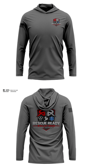 Long Sleeve hooded sunshirt, Rescue Ready Solutions, , Teamtime, Team time, sublimation, custom sports apparel, team uniforms, spirit wear, spiritwear, sports uniforms, custom shirts, team store, custom team store, fundraiser sports, apparel fundraiser