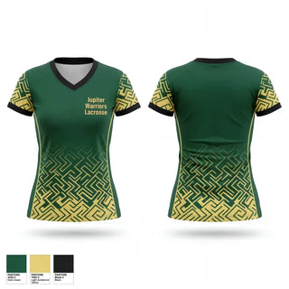 Womens Short Sleeve Vneck Shirt, Jupiter Warriors Lacrosse, Women's Lacrosse, Teamtime, Team time, sublimation, custom sports apparel, team uniforms, spirit wear, spiritwear, sports uniforms, custom shirts, team store, custom team store, fundraiser sports, apparel fundraiser