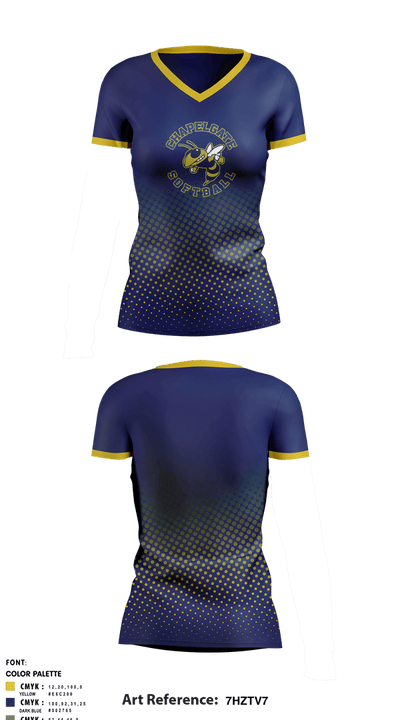 Chapelgate Christian Academy Softball 69454440 Women's Short Sleeve V-neck Shirt - 4