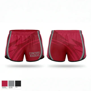 Womens Shorts, Concord Raiders, Women's Lacrosse, Teamtime, Team time, sublimation, custom sports apparel, team uniforms, spirit wear, spiritwear, sports uniforms, custom shirts, team store, custom team store, fundraiser sports, apparel fundraiser