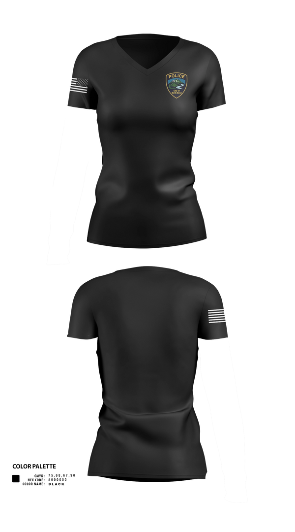 Womens Short Sleeve Vneck Shirt, North Bend PD, Police, Teamtime, Team time, sublimation, custom sports apparel, team uniforms, spirit wear, spiritwear, sports uniforms, custom shirts, team store, custom team store, fundraiser sports, apparel fundraiser
