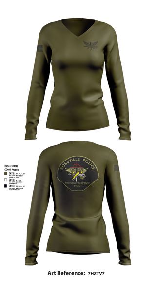 Womens Long Sleeve Vneck Shirt, Roseville E.R.T., , Teamtime, Team time, sublimation, custom sports apparel, team uniforms, spirit wear, spiritwear, sports uniforms, custom shirts, team store, custom team store, fundraiser sports, apparel fundraiser