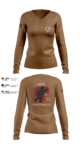 Womens Long Sleeve Vneck Shirt, HSC 130th MEB, Army, Teamtime, Team time, sublimation, custom sports apparel, team uniforms, spirit wear, spiritwear, sports uniforms, custom shirts, team store, custom team store, fundraiser sports, apparel fundraiser