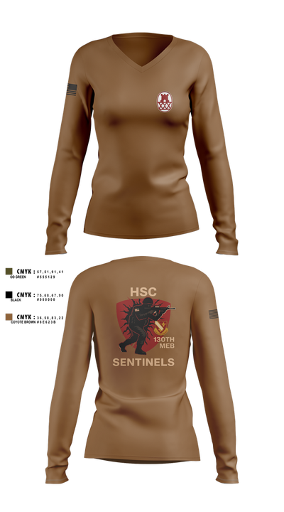 HSC 130th MEB 16353532 Women's Long Sleeve V-neck Shirt - 4