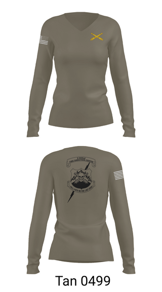 Womens Long Sleeve Vneck Shirt, 2-222 FA, Army, Teamtime, Team time, sublimation, custom sports apparel, team uniforms, spirit wear, spiritwear, sports uniforms, custom shirts, team store, custom team store, fundraiser sports, apparel fundraiser