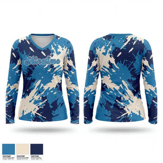 Womens Long Sleeve Vneck Shirt, ShineTIME, Softball, Teamtime, Team time, sublimation, custom sports apparel, team uniforms, spirit wear, spiritwear, sports uniforms, custom shirts, team store, custom team store, fundraiser sports, apparel fundraiser