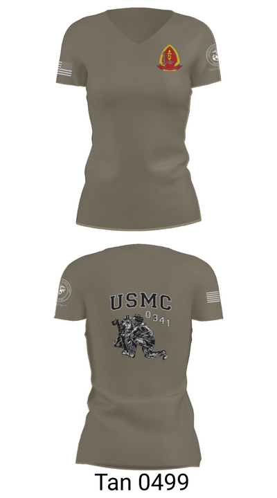 1st Bn 2mar 2nd MarDiv 35824328 Women's Short Sleeve V-neck Shirt - 68