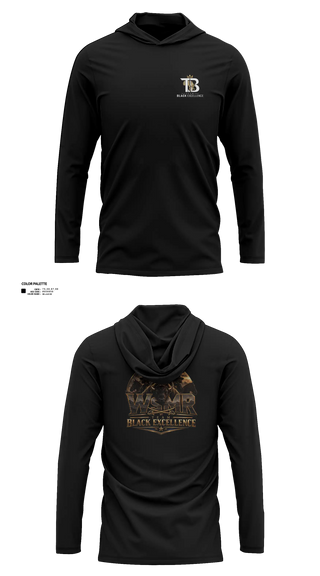 Long Sleeve hooded sunshirt, Black Excellence, , Teamtime, Team time, sublimation, custom sports apparel, team uniforms, spirit wear, spiritwear, sports uniforms, custom shirts, team store, custom team store, fundraiser sports, apparel fundraiser