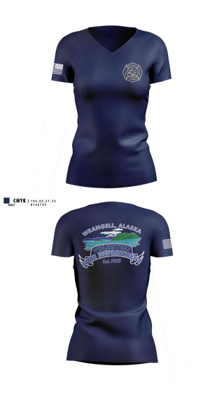 Womens Short Sleeve Vneck Shirt, Wrangell Volunteer Fire Department, Fire Department, Teamtime, Team time, sublimation, custom sports apparel, team uniforms, spirit wear, spiritwear, sports uniforms, custom shirts, team store, custom team store, fundraiser sports, apparel fundraiser