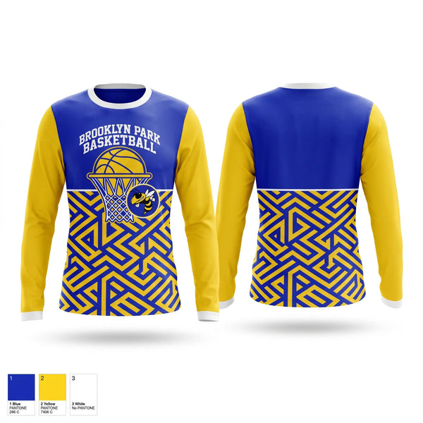 Long Sleeve Performance Shirt, Brooklyn Park Bees, Men's Basketball, Teamtime, Team time, sublimation, custom sports apparel, team uniforms, spirit wear, spiritwear, sports uniforms, custom shirts, team store, custom team store, fundraiser sports, apparel fundraiser