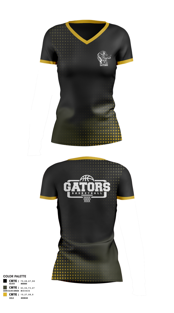 Womens Short Sleeve Vneck Shirt, Gators, Women's Basketball, Teamtime, Team time, sublimation, custom sports apparel, team uniforms, spirit wear, spiritwear, sports uniforms, custom shirts, team store, custom team store, fundraiser sports, apparel fundraiser