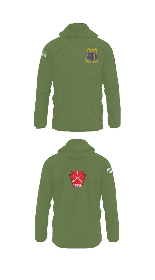Windbreaker, A co 1/109, National Guard, Teamtime, Team time, sublimation, custom sports apparel, team uniforms, spirit wear, spiritwear, sports uniforms, custom shirts, team store, custom team store, fundraiser sports, apparel fundraiser