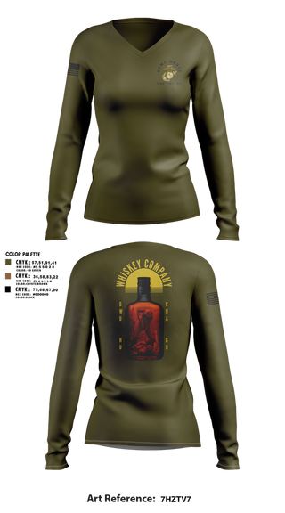 Womens Long Sleeve Vneck Shirt, GWU NROTC, Marines, Teamtime, Team time, sublimation, custom sports apparel, team uniforms, spirit wear, spiritwear, sports uniforms, custom shirts, team store, custom team store, fundraiser sports, apparel fundraiser