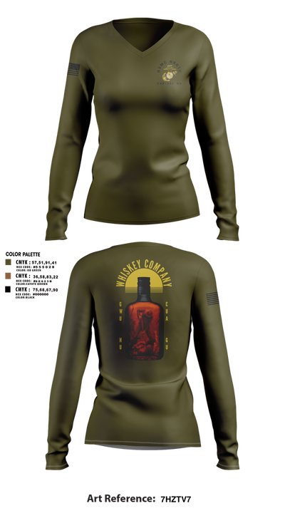 GWU NROTC 21201233 Women's Long Sleeve V-neck Shirt - 1