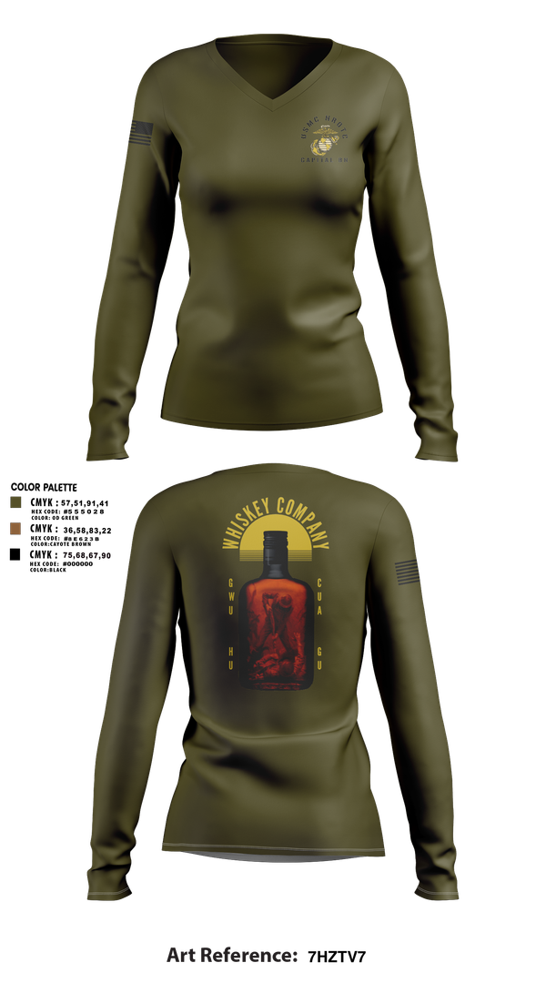 Womens Long Sleeve Vneck Shirt, GWU NROTC, Marines, Teamtime, Team time, sublimation, custom sports apparel, team uniforms, spirit wear, spiritwear, sports uniforms, custom shirts, team store, custom team store, fundraiser sports, apparel fundraiser