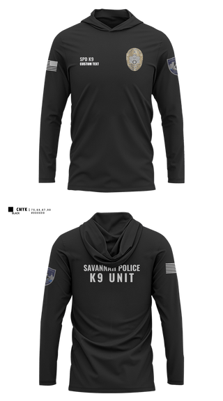 Long Sleeve Performance Shirt with hood, SPD K9, Police, Teamtime, Team time, sublimation, custom sports apparel, team uniforms, spirit wear, spiritwear, sports uniforms, custom shirts, team store, custom team store, fundraiser sports, apparel fundraiser