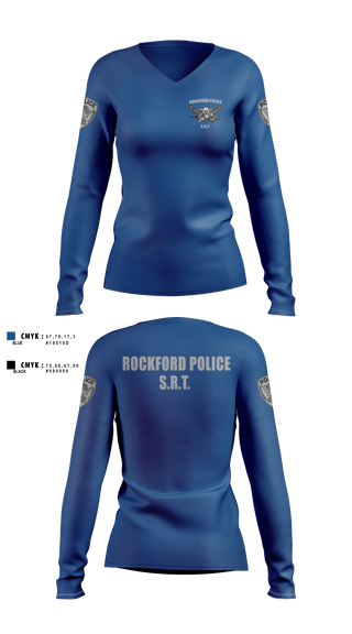 Womens Long Sleeve Vneck Shirt, Rockford Police S.R.T., Police, Teamtime, Team time, sublimation, custom sports apparel, team uniforms, spirit wear, spiritwear, sports uniforms, custom shirts, team store, custom team store, fundraiser sports, apparel fundraiser