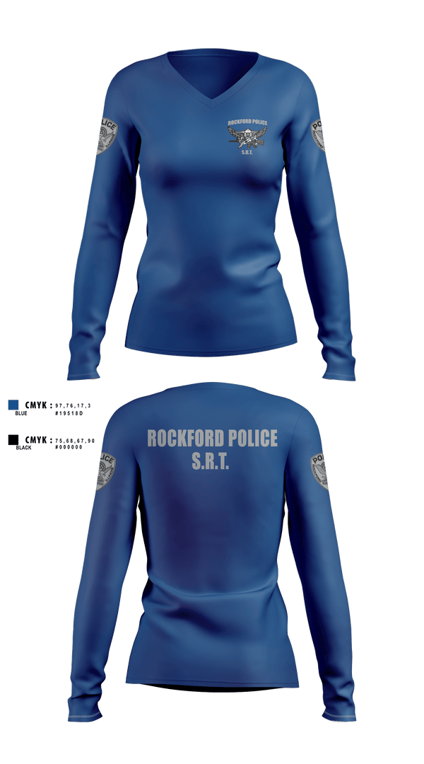 Womens Long Sleeve Vneck Shirt, Rockford Police S.R.T., Police, Teamtime, Team time, sublimation, custom sports apparel, team uniforms, spirit wear, spiritwear, sports uniforms, custom shirts, team store, custom team store, fundraiser sports, apparel fundraiser