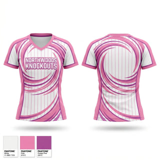 Womens Short Sleeve Vneck Shirt, Northwoods Knockouts, Softball, Teamtime, Team time, sublimation, custom sports apparel, team uniforms, spirit wear, spiritwear, sports uniforms, custom shirts, team store, custom team store, fundraiser sports, apparel fundraiser