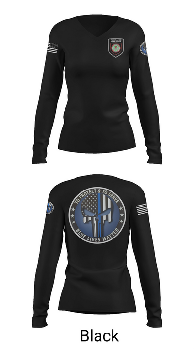 Policía Municipal de Carolina 96327149 Women's Long Sleeve V-neck Shirt - 35