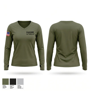 Womens Long Sleeve Vneck Shirt, HAWK Air Defense, Army, Teamtime, Team time, sublimation, custom sports apparel, team uniforms, spirit wear, spiritwear, sports uniforms, custom shirts, team store, custom team store, fundraiser sports, apparel fundraiser