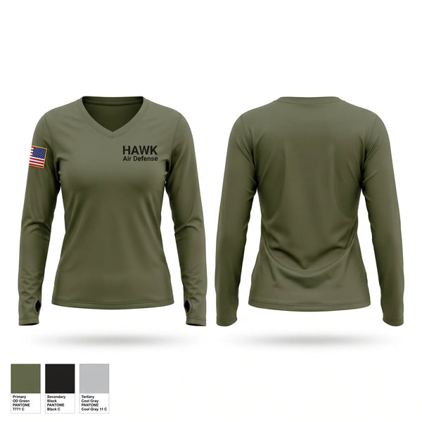 Womens Long Sleeve Vneck Shirt, HAWK Air Defense, Army, Teamtime, Team time, sublimation, custom sports apparel, team uniforms, spirit wear, spiritwear, sports uniforms, custom shirts, team store, custom team store, fundraiser sports, apparel fundraiser