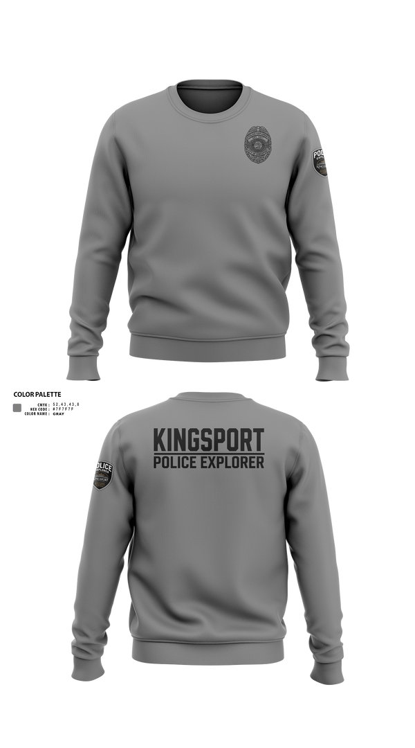 Crew Neck Sweatshirt, Kingsport Police Explorer Post, Police, Teamtime, Team time, sublimation, custom sports apparel, team uniforms, spirit wear, spiritwear, sports uniforms, custom shirts, team store, custom team store, fundraiser sports, apparel fundraiser