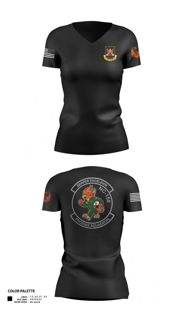 Womens Short Sleeve Vneck Shirt, 150th Orange County Composite Squadron, NC Wing, Civil Air Patrol, Air Force, Teamtime, Team time, sublimation, custom sports apparel, team uniforms, spirit wear, spiritwear, sports uniforms, custom shirts, team store, custom team store, fundraiser sports, apparel fundraiser