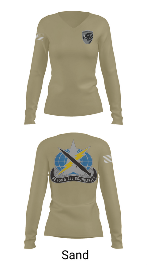 Womens Long Sleeve Vneck Shirt, 743rd MI BN, , Teamtime, Team time, sublimation, custom sports apparel, team uniforms, spirit wear, spiritwear, sports uniforms, custom shirts, team store, custom team store, fundraiser sports, apparel fundraiser