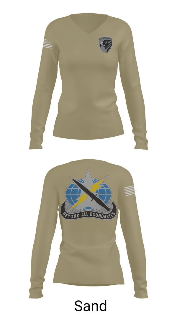Womens Long Sleeve Vneck Shirt, 743rd MI BN, , Teamtime, Team time, sublimation, custom sports apparel, team uniforms, spirit wear, spiritwear, sports uniforms, custom shirts, team store, custom team store, fundraiser sports, apparel fundraiser
