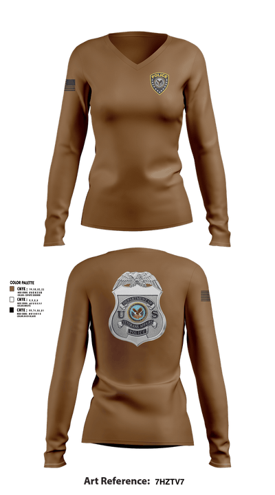 Veterans Affairs Police 31710090 Women's Long Sleeve V-neck Shirt - 2