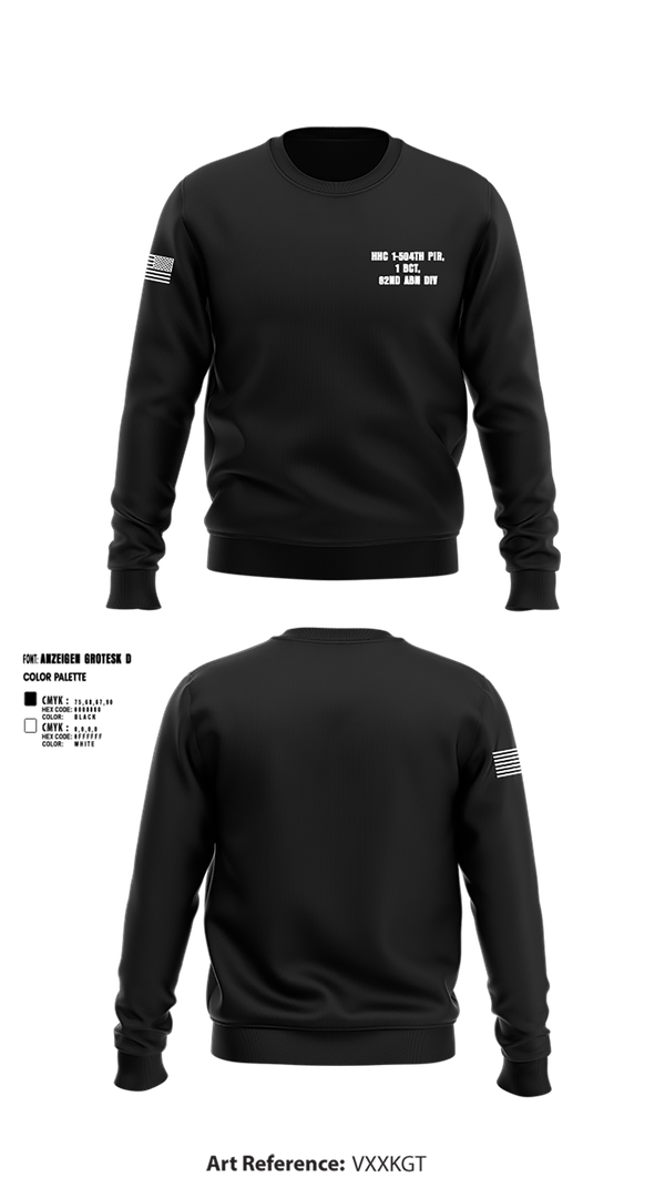 Crew Neck Sweatshirt, HHC 1-504TH PIR, 1 BCT, 82ND ABN DIV, , Teamtime, Team time, sublimation, custom sports apparel, team uniforms, spirit wear, spiritwear, sports uniforms, custom shirts, team store, custom team store, fundraiser sports, apparel fundraiser