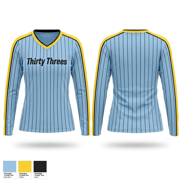Womens Long Sleeve Vneck Shirt, Thirty Threes, Softball, Teamtime, Team time, sublimation, custom sports apparel, team uniforms, spirit wear, spiritwear, sports uniforms, custom shirts, team store, custom team store, fundraiser sports, apparel fundraiser