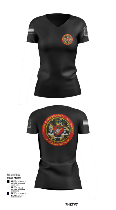 Marine Corps Security Forces Battalion 39264653 Women's Short Sleeve V-neck Shirt - 101