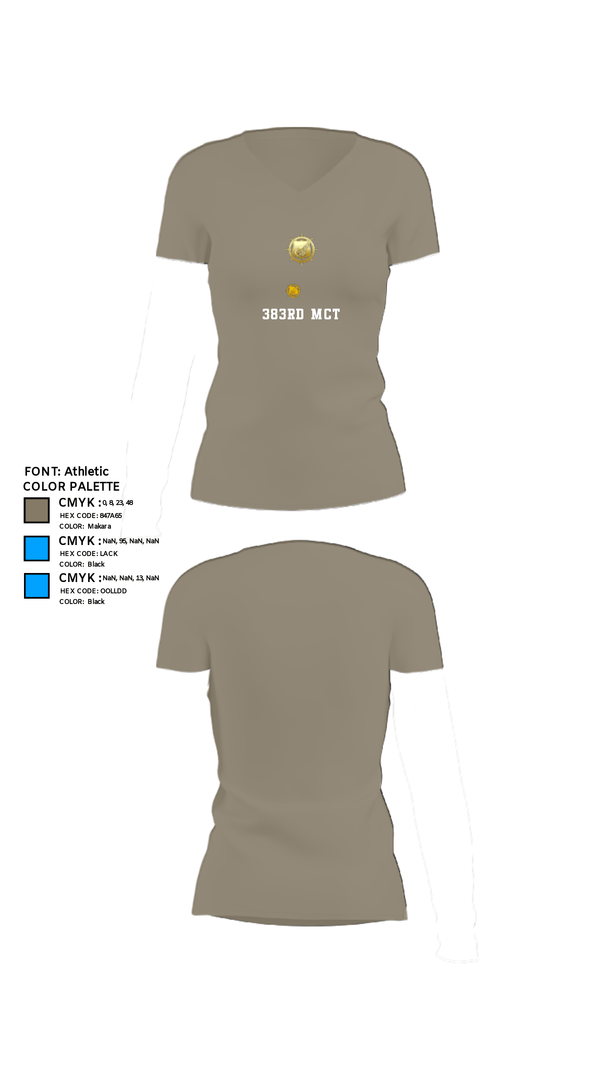 Women's Short Sleeve Vneck Shirt, 383rd MCT, Army, Teamtime, Team time, sublimation, custom sports apparel, team uniforms, spirit wear, spiritwear, sports uniforms, custom shirts, team store, custom team store, fundraiser sports, apparel fundraiser