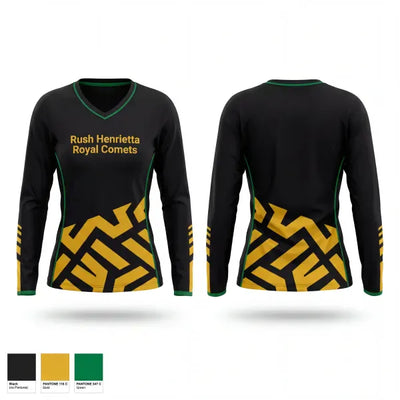 Rush-Henrietta Royal Comets 23776803 Women's Long Sleeve V-neck Shirt - 1