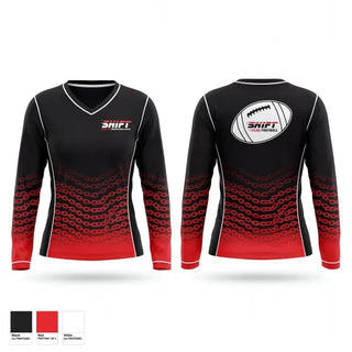 Womens Long Sleeve Vneck Shirt, S.H.I.F.T, , Teamtime, Team time, sublimation, custom sports apparel, team uniforms, spirit wear, spiritwear, sports uniforms, custom shirts, team store, custom team store, fundraiser sports, apparel fundraiser